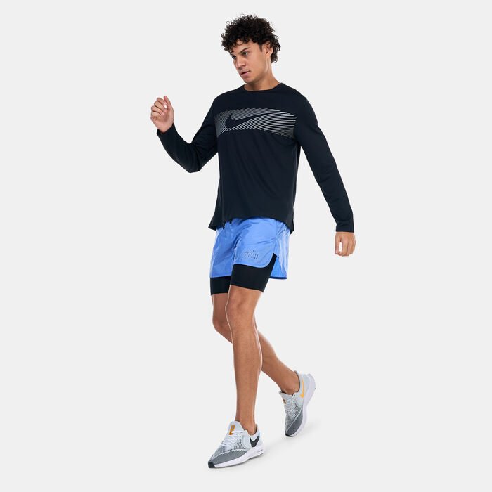 Nike Men's Miler Flash Dri-FIT UV Running Top Black Nike Men's Miler Flash Dri-FIT UV Running Top Black image number 2