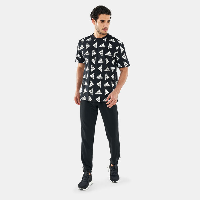 adidas Men's Essentials French Terry Tapered 3-Stripes Pants Black image number 2