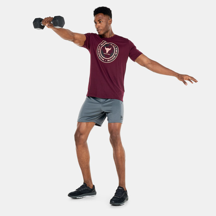 Under Armour Men's Project Rock Globe T-Shirt Red image number 2