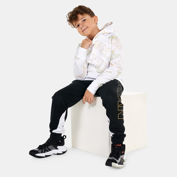 Jordan Kids' Holiday Shine Air Allover Print Pullover Hoodie White image number 2