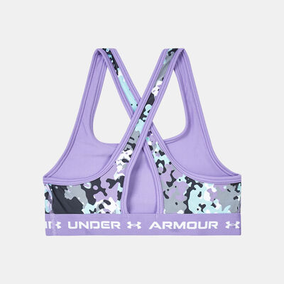 Under Armour Kids' Crossback Mid Printed Sports Bra Purple
