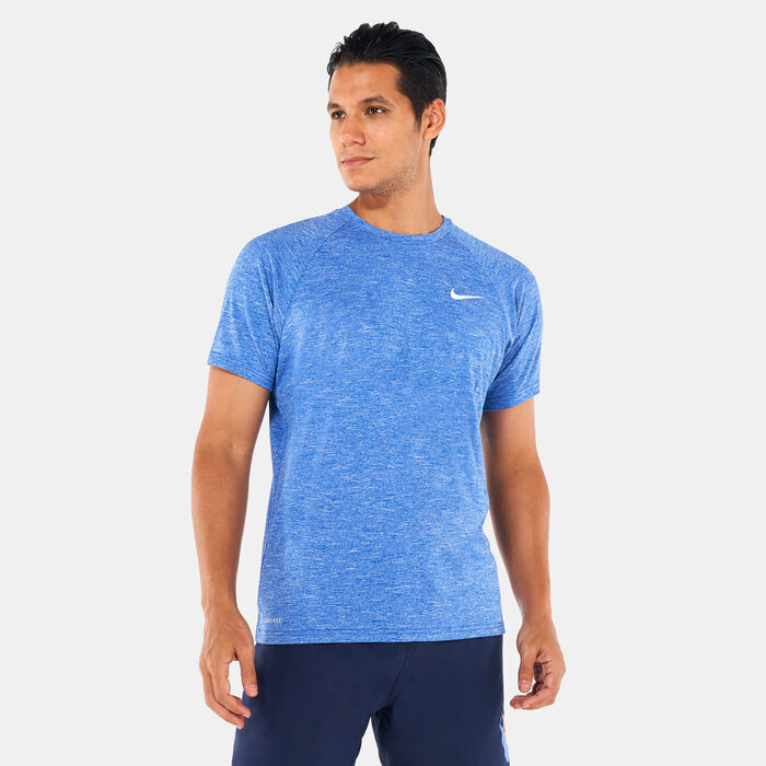 Nike Swim Men's Heathered Hydroguard Swimming Shirt Blue Nike Swim Men's Heathered Hydroguard Swimming Shirt Blue image number 0