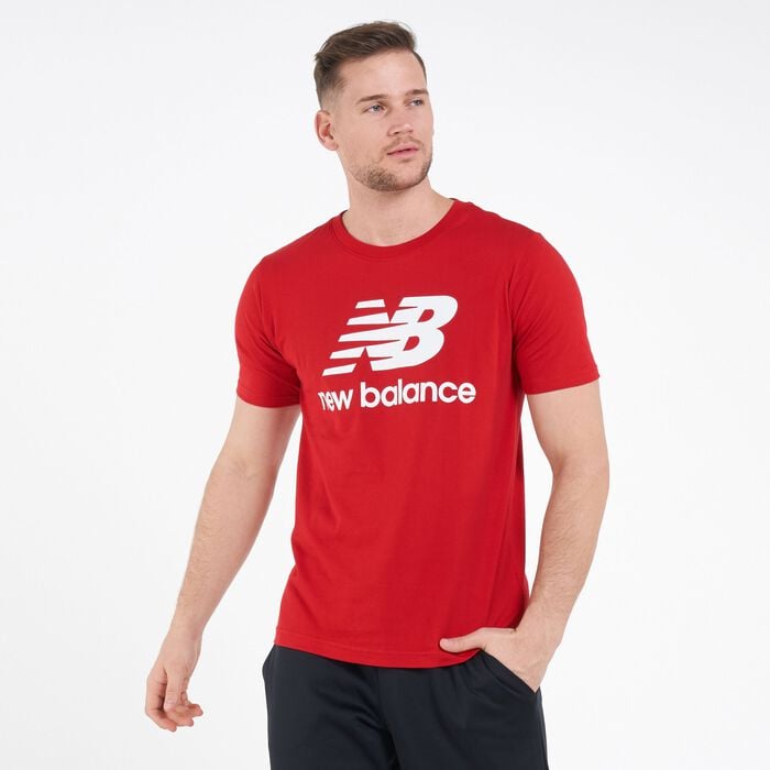 New Balance Men's Essentials Stacked Logo T-Shirt Red New Balance Men's Essentials Stacked Logo T-Shirt Red image number 0