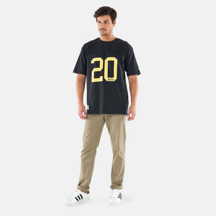 New Era Men's Pinstripe White Oversized T-Shirt Blue New Era Men's Pinstripe White Oversized T-Shirt Blue image number 2