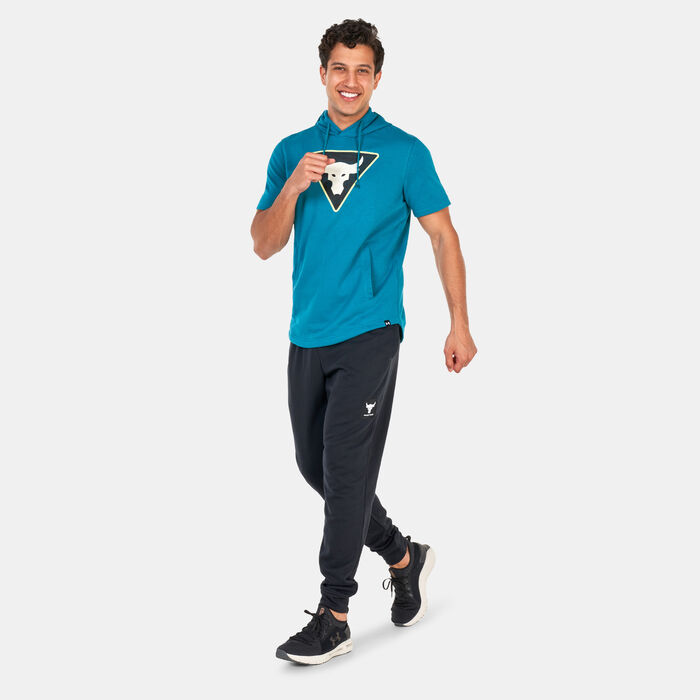 Under Armour Men's Project Rock Terry Short Sleeve Hoodie Green Under Armour Men's Project Rock Terry Short Sleeve Hoodie Green image number 2