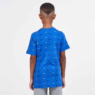 Nike Kids' Sportswear Swoosh Allover Print T-Shirt (Older Kids) Blue