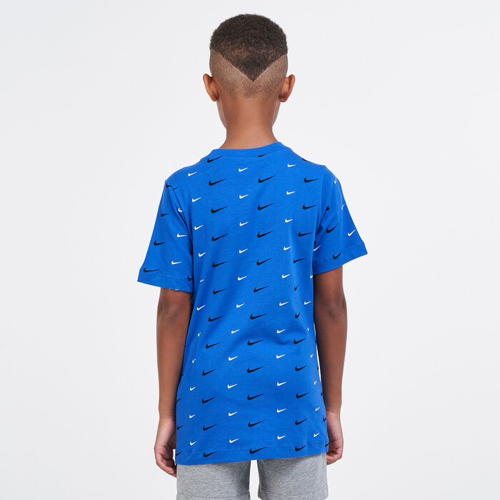 Nike Kids' Sportswear Swoosh Allover Print T-Shirt (Older Kids) Blue image number 1