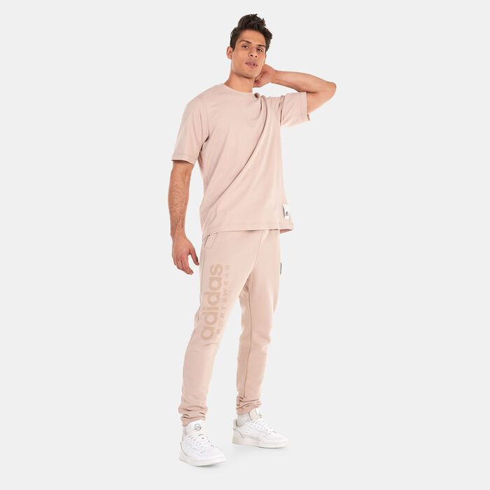 adidas Men's Fleece Lounge Joggers Beige adidas Men's Fleece Lounge Joggers Beige image number 2
