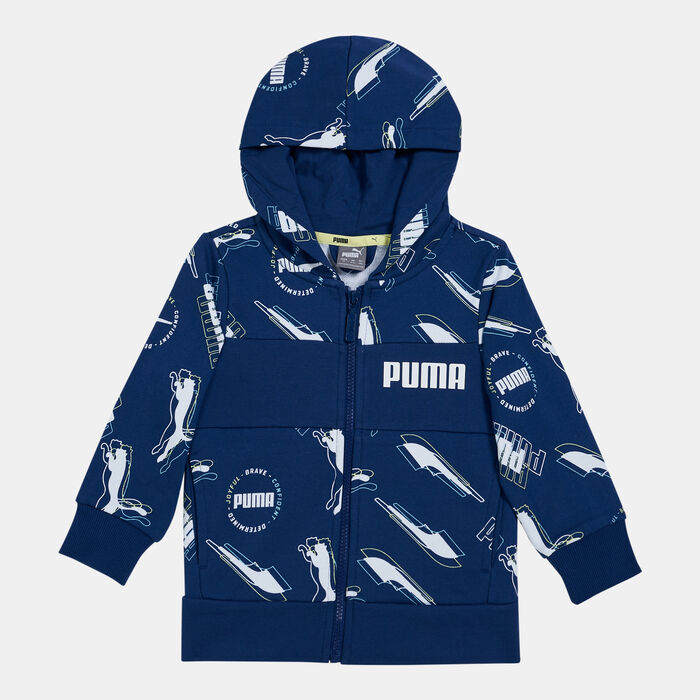 PUMA Kids' Alpha Allover Print Full-Zip Hoodie Blue PUMA Kids' Alpha Allover Print Full-Zip Hoodie Blue image number 0