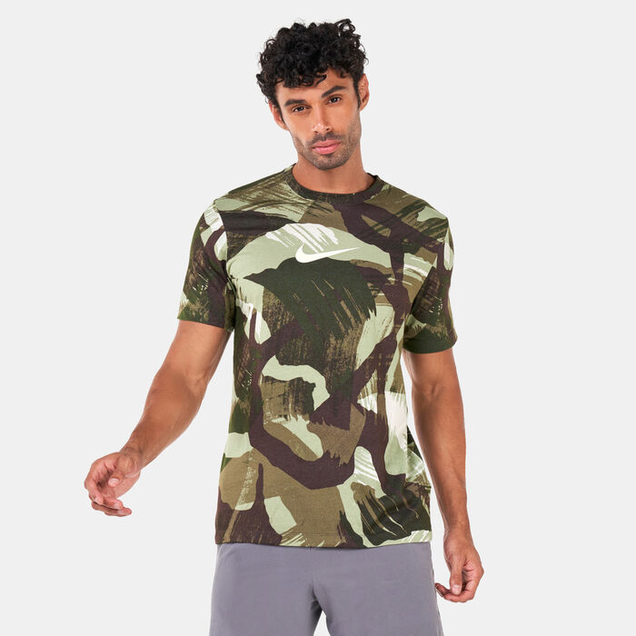 Nike Men's Dri-FIT Camo Print Training T-Shirt Green image number 0