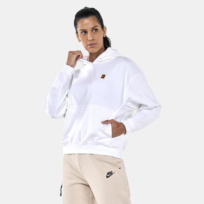 Nike Women's Court Fleece Tennis Hoodie White