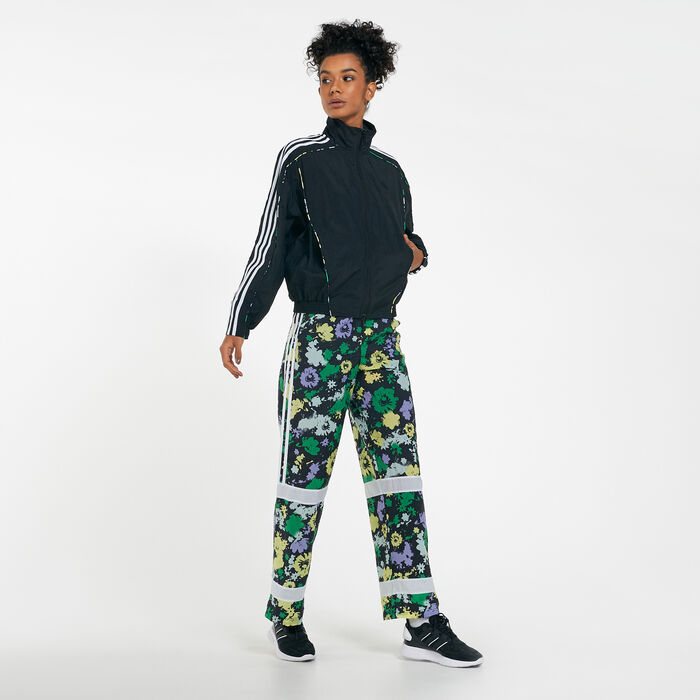 adidas Women's Floral Piping Woven Track Jacket Black adidas Women's Floral Piping Woven Track Jacket Black image number 2