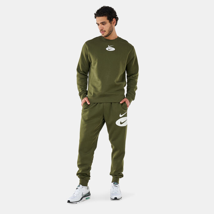 Nike Men's Sportswear Swoosh League Fleece Crew Sweatshirt Green Nike Men's Sportswear Swoosh League Fleece Crew Sweatshirt Green image number 2