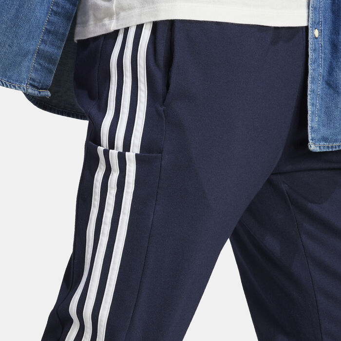adidas Men's Essentials Single Jersey Tapered 3-Stripes Joggers Blue adidas Men's Essentials Single Jersey Tapered 3-Stripes Joggers Blue image number 4