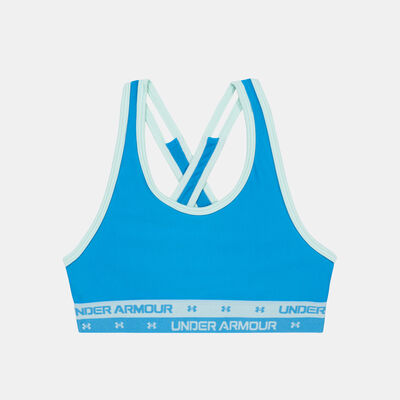 Under Armour Kids' UA Crossback Sports Bra Blue
