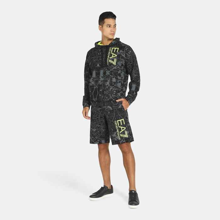 EA7 Emporio Armani Men's Allover Print Hoodie Black EA7 Emporio Armani Men's Allover Print Hoodie Black image number 2