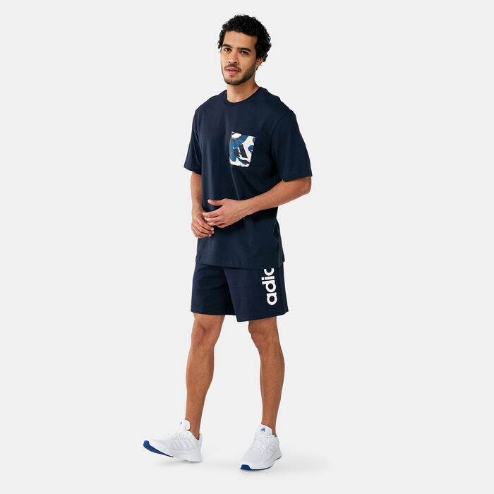 adidas Men's AEROREADY Essentials Linear Logo Shorts Blue adidas Men's AEROREADY Essentials Linear Logo Shorts Blue image number 2