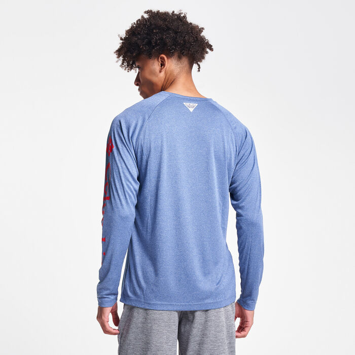 Columbia Men's PFG Terminal Tackle™ Heather Long Sleeve T-Shirt Blue image number 1