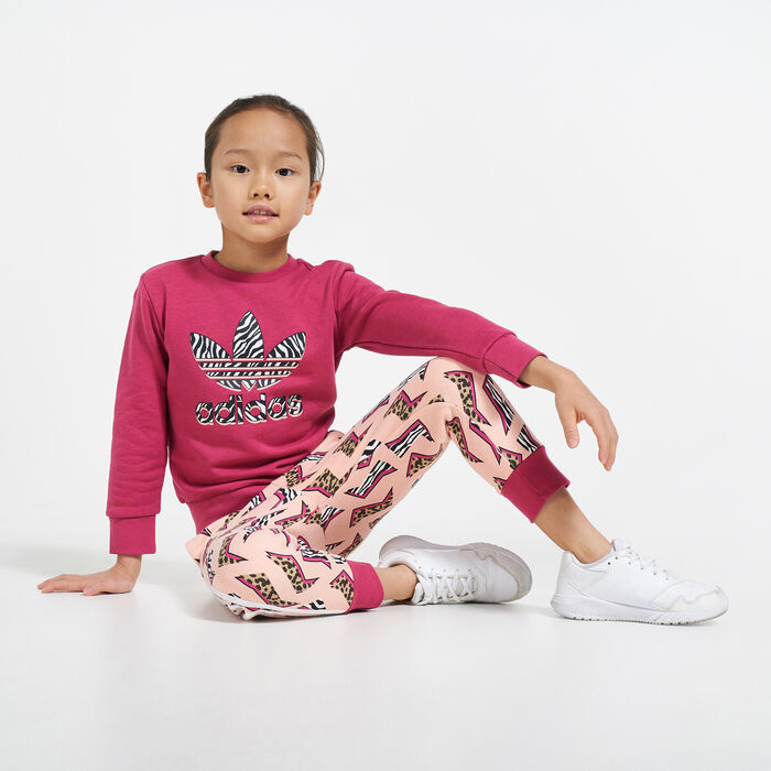 adidas Originals Kids' Graphic Sweatshirt and Sweatpant Set Pink image number 0