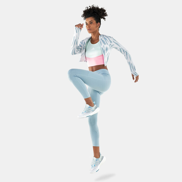 adidas Women's Icon Allover Print Long-Sleeve Running Jacket Grey image number 2