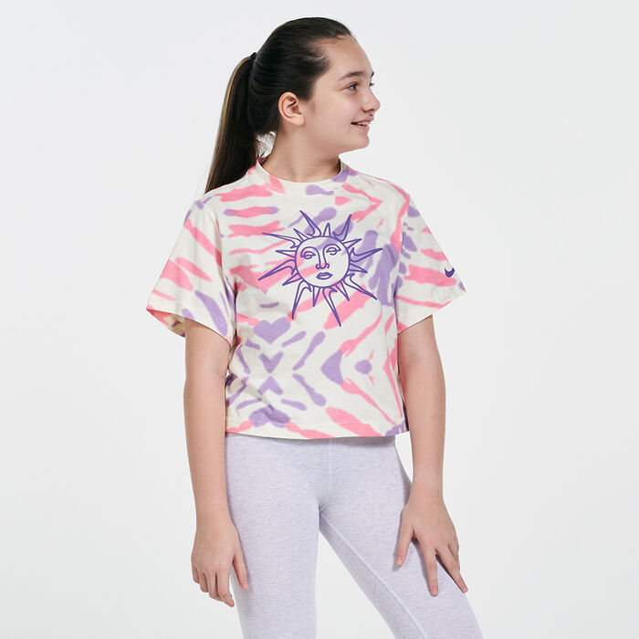 Nike Kids' Sportswear Boxy Tie Dye T-Shirt White Nike Kids' Sportswear Boxy Tie Dye T-Shirt White image number 0