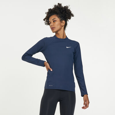 Nike Swim Women's Essential Long Sleeve Hydroguard Rashguard Blue