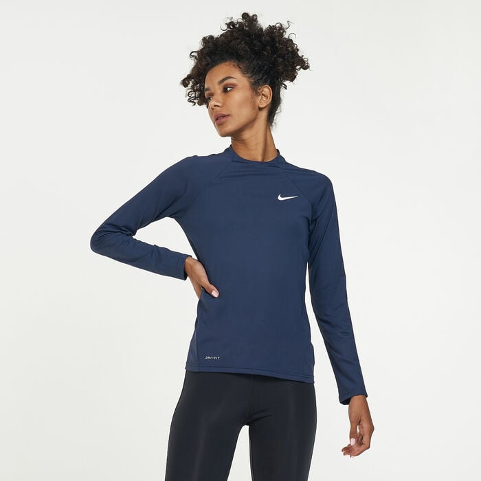 Nike Swim Women's Essential Long Sleeve Hydroguard Rashguard Blue Nike Swim Women's Essential Long Sleeve Hydroguard Rashguard Blue image number 0
