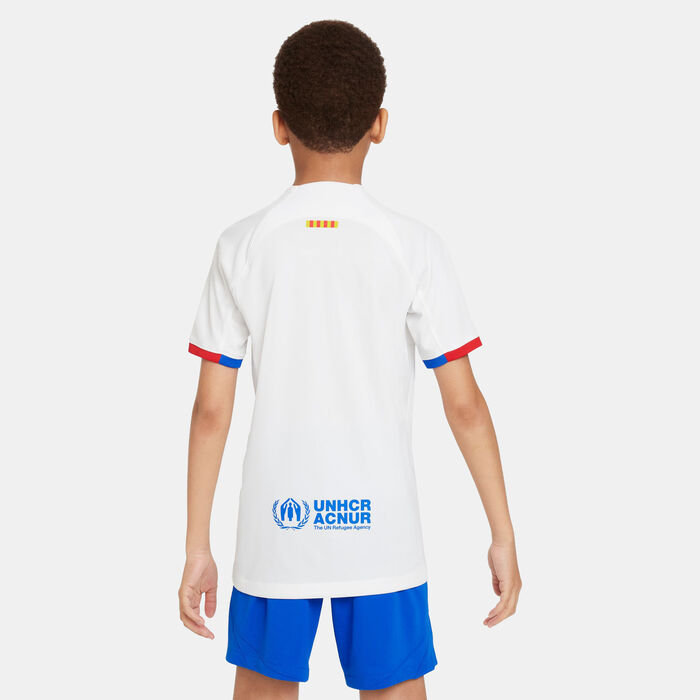 Nike Kids' FC Barcelona Dri-FIT Stadium Away Football Jersey - 2023/24 (Older Kids) White Nike Kids' FC Barcelona Dri-FIT Stadium Away Football Jersey - 2023/24 (Older Kids) White image number 1