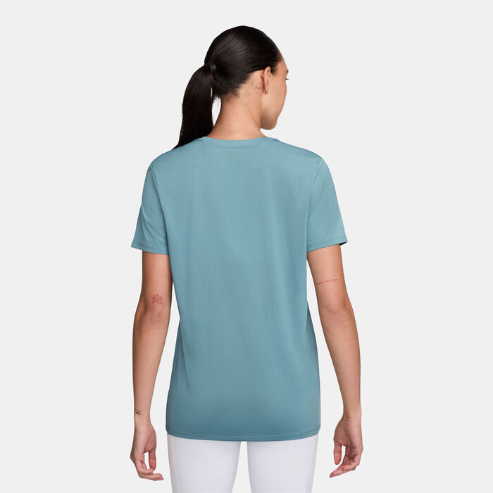 Nike Women's Dri-FIT Graphic Training T-Shirt Blue Nike Women's Dri-FIT Graphic Training T-Shirt Blue image number 1