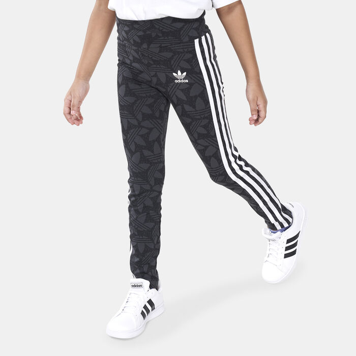 adidas Originals Kids' High-Waisted Allover Print Leggings Black image number 0