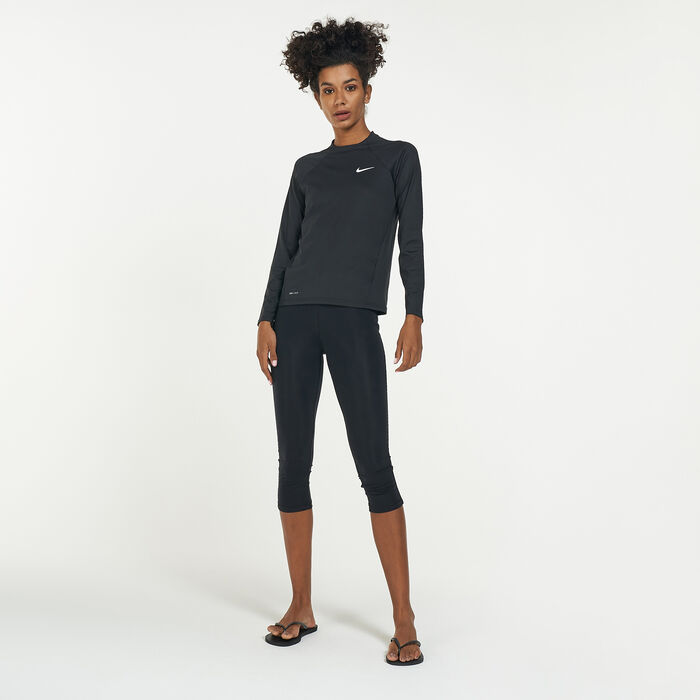 Nike Swim Women's Essential Long Sleeve Hydroguard Rashguard Black Nike Swim Women's Essential Long Sleeve Hydroguard Rashguard Black image number 2