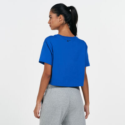 Nike Women's Sportswear Cropped Dance T-Shirt Blue Nike Women's Sportswear Cropped Dance T-Shirt Blue