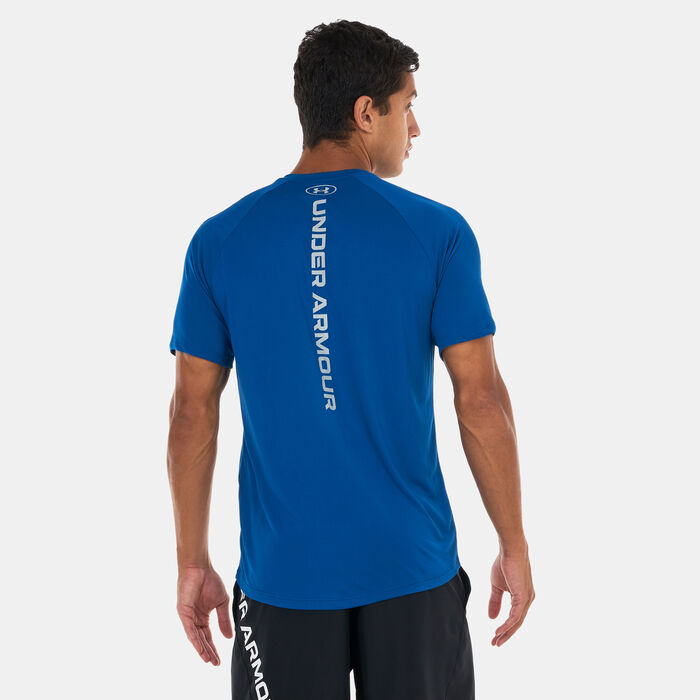 Under Armour Men's UA Tech™ Reflective Training T-Shirt Blue Under Armour Men's UA Tech™ Reflective Training T-Shirt Blue image number 1