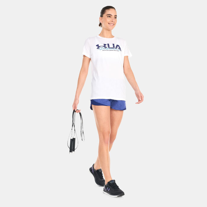 Under Armour Women's UA Play Up 3.0 Twist Shorts Blue Under Armour Women's UA Play Up 3.0 Twist Shorts Blue image number 2
