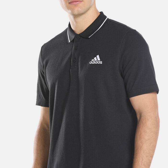 adidas Men's AEROREADY Essentials Piqué Small Logo Polo Shirt Black adidas Men's AEROREADY Essentials Piqué Small Logo Polo Shirt Black image number 3