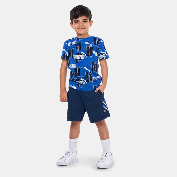 PUMA Kids' Essentials+ Logo Lab Shorts Blue PUMA Kids' Essentials+ Logo Lab Shorts Blue image number 2
