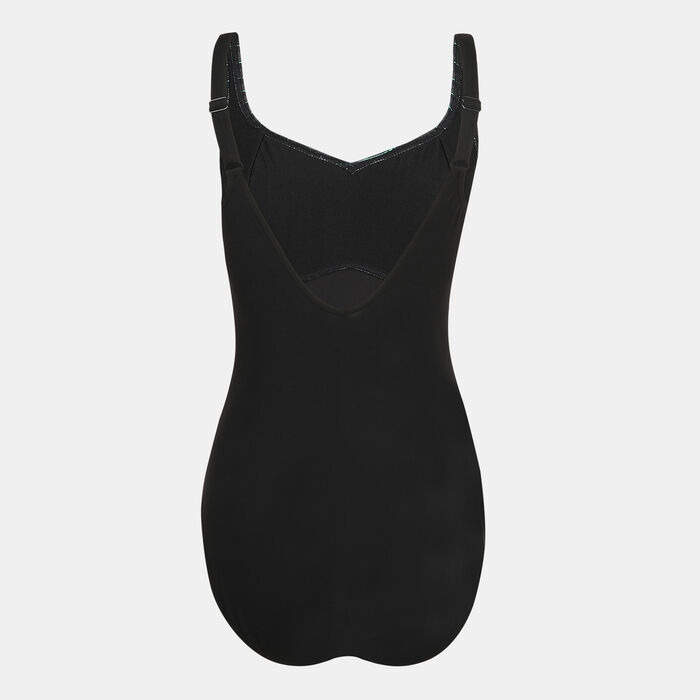 Speedo Women's ContourLustre Printed Swimsuit Black Speedo Women's ContourLustre Printed Swimsuit Black image number 1