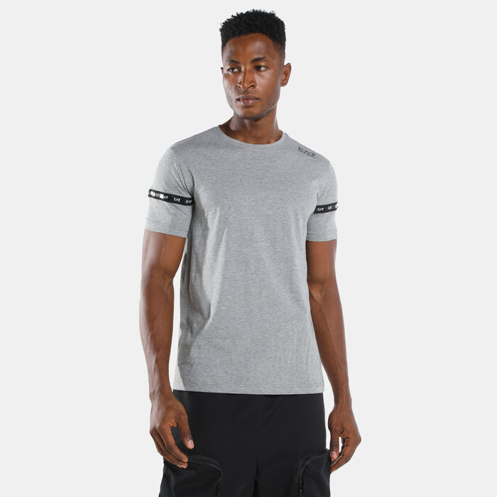 EA7 Emporio Armani Men's Train Logo Series Tape T-Shirt Grey EA7 Emporio Armani Men's Train Logo Series Tape T-Shirt Grey image number 0