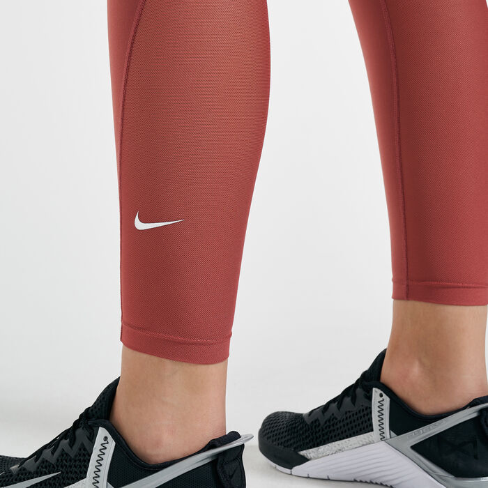 Nike Women's One Mid-Rise 7/8 Mesh-Panelled Leggings Red image number 3