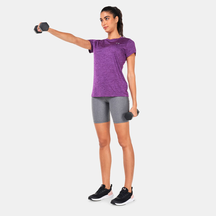 Under Armour Women's UA Tech™ Twist Training T-Shirt Purple Under Armour Women's UA Tech™ Twist Training T-Shirt Purple image number 2