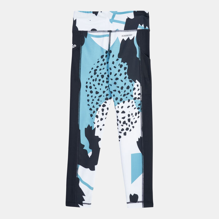adidas Kids’ AEROREADY Animal Print Stretch Training Leggings White adidas Kids’ AEROREADY Animal Print Stretch Training Leggings White image number 1