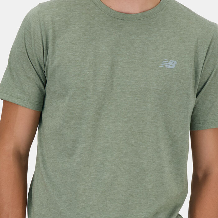 New Balance Men's Sport Essentials Heathertech Running T-Shirt Green image number 3