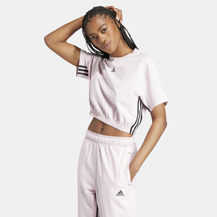 adidas Women's Dance 3-Stripes Crop Top Pink adidas Women's Dance 3-Stripes Crop Top Pink image number 0