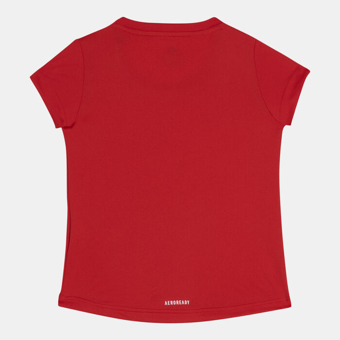 adidas Kids' Designed To Move 3-Stripes T-Shirt Red adidas Kids' Designed To Move 3-Stripes T-Shirt Red image number 1