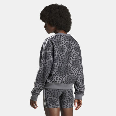 adidas Originals Women's Leopard Luxe Trefoil Sweatshirt Grey adidas Originals Women's Leopard Luxe Trefoil Sweatshirt Grey