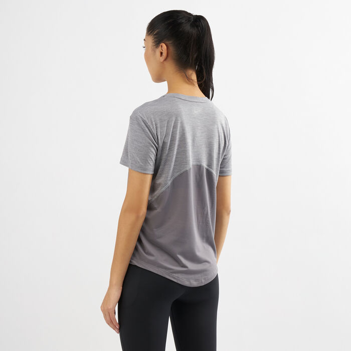 Nike Women's Miler Running T-Shirt Grey Nike Women's Miler Running T-Shirt Grey image number 1