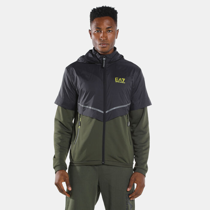 EA7 Emporio Armani Men's Train Athletic Colourblock Hoodie Green EA7 Emporio Armani Men's Train Athletic Colourblock Hoodie Green image number 0