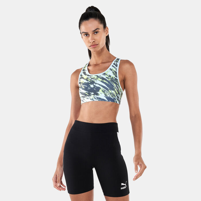 PUMA Women's 4Keeps Graphic Mid Impact Bra Blue image number 0