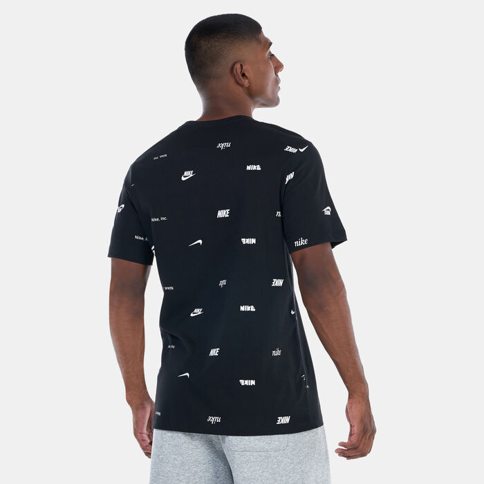 Nike Men's Sportswear Club Allover Print T-Shirt Black image number 1