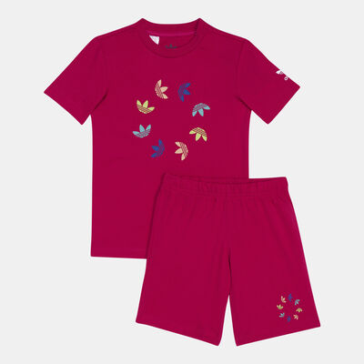 adidas Originals Kids' Adicolor T-Shirt And Shorts Set Pink adidas Originals Kids' Adicolor T-Shirt And Shorts Set Pink